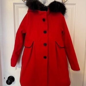 Cat & Jack Red Coat with Black Faux Fur